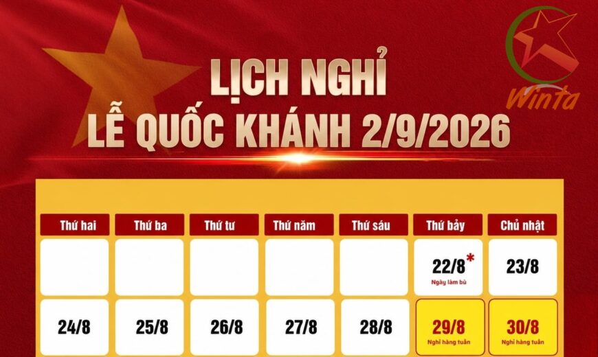 Lịch nghỉ lễ 2/9/2026 của công ty Winta